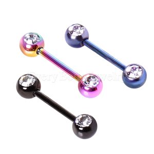 Product PVD Plated 316L Gemmed Nipple Bar