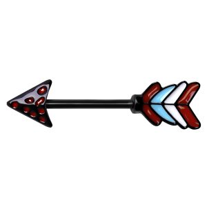 Product Black PVD Plated Colorful Feather Arrow Nipple Bar