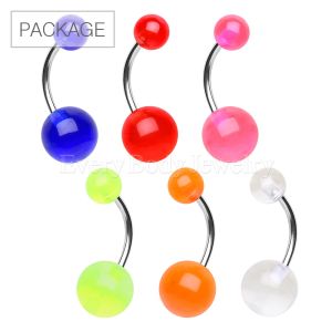 Product 60pc Package of  UV Acrylic Navel Rings in Assorted Colors
