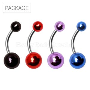 Product 40pc Package of Metallic Acrylic Ball Navel Rings in Assorted Colors