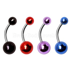 Product 316L Surgical Steel Navel Ring with Vacuum-Coated Metallic Acrylic Balls
