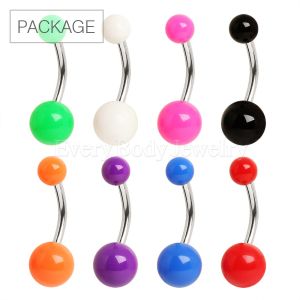 Product 80pc Package of UV Solid Ball Navel Rings in Assorted Colors