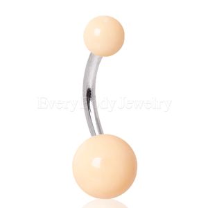 Product 316L Surgical Steel Navel Ring with Nude Acrylic Balls