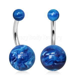 Product UV Acrylic Blue Marble Navel Ring