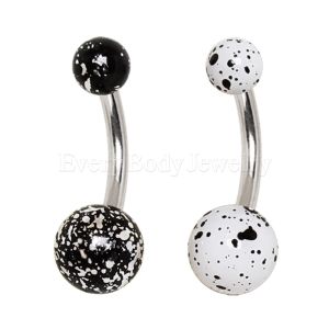 Product 316L Stainless Steel Navel Ring with UV Acrylic Paint Splatter Balls