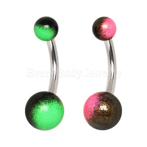 Product 316L Stainless Steel Navel Ring with Metallic Multi-Color UV Acrylic Balls