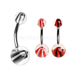 Product 316L Stainless Steel Navel Ring With Striped Balls