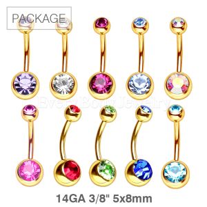 Product 100pc Package of Gold Plated Press Fit CZ Ball Navel Rings in Assorted Colors