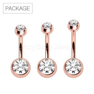 Product 30pc Package of Rose Gold Plated Navel Ring with CZ Balls in Assorted Sizes