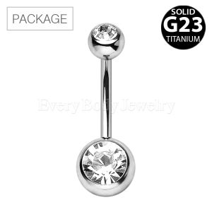 Product 40pc Package of Grade 23 Solid Titanium Navel Ring with CZ Balls in Assorted Sizes