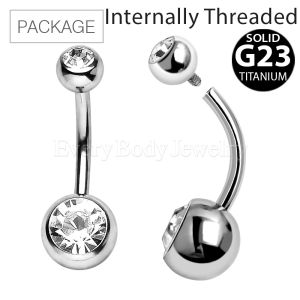 Product 40pc Package of Internally Threaded G23 Titanium Navel Ring with CZ Balls in Assorted Sizes