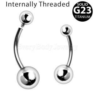 Product Internally Threaded Titanium Navel Ring with Solid Balls