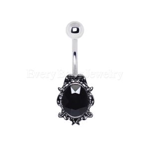 Product 316L Stainless Steel Ornate Victorian Jeweled Navel Ring