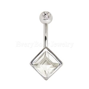 Product 316L Stainless Steel Princess Cut CZ Navel Ring