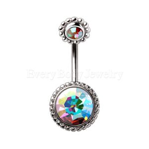 Product 316L Stainless Steel Fancy Aurora Borealis Navel Ring