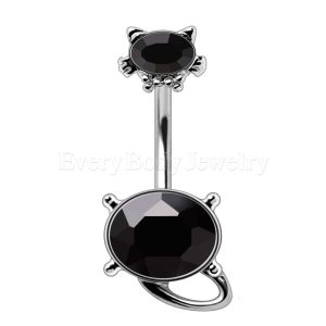 Product 316L Stainless Steel Fancy Black Cat Navel Ring