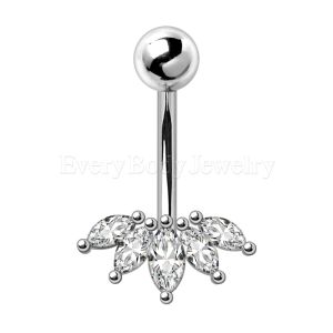 Product 316L Stainless Steel Marquise Cut CZ Navel Ring