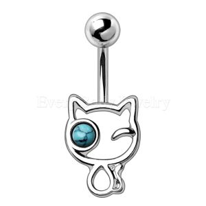 Product 316L Stainless Steel Turquoise Kitty Navel Ring