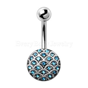 Product 316L Stainless Steel Aqua Ocean Charm Navel Ring