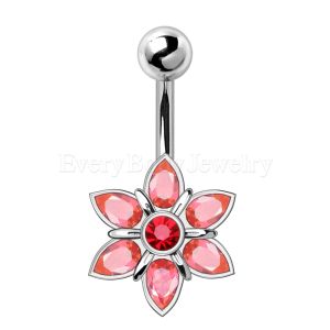 Product 316L Stainless Steel Pink Flower Navel Ring