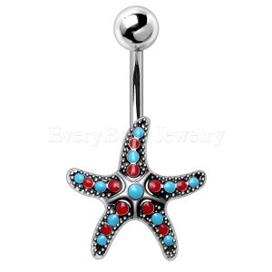 Product 316L Stainless Steel Colorful Starfish Navel Ring