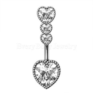 Product 316L Stainless Steel Cascading Heart Navel Ring