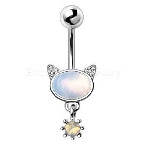 Product 316L Stainless Steel Snow White Cat Navel Ring