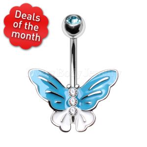 Product 316L Stainless Steel Aqua Butterfly Navel Ring