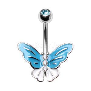 Product 316L Stainless Steel Aqua Butterfly Navel Ring