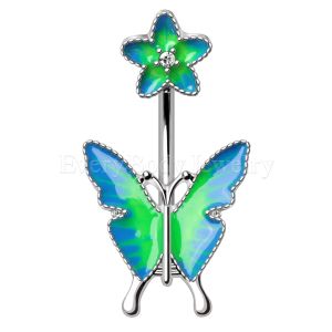 Product 316L Stainless Steel Flower and Butterfly Navel Ring
