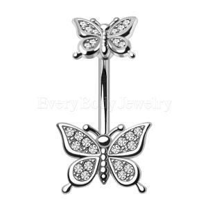 Product 316L Stainless Steel Glittering Butterfly Navel Ring