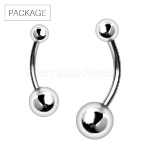 Product 40pc Package of 316L Stainless Steel Belly Button Ring with Solid Steel Balls in Assorted Sizes 