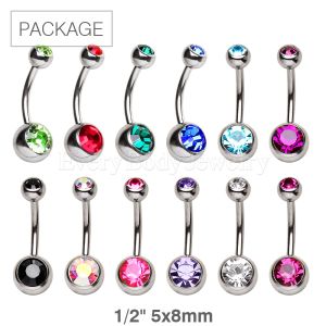 Product 120pc Package of 316L Surgical Steel Press Fit CZ Ball Navel Rings in Assorted Colors