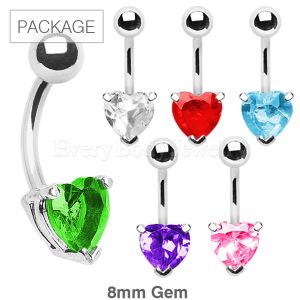 Product 60pc Package of 316L Prong Set Heart CZ Navel Rings in Assorted Colors