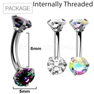 Product 30pc Package of Internally Threaded 316L Stainless Steel Prong Set CZ Navel Ring - Petite Size in Assorted Colors