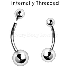 Product Internally Threaded 316L Stainless Steel Navel Ring with Solid Balls