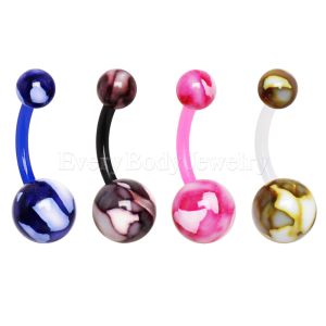 Product PTFE Navel Ring with Metallic Two Tone Marble Acrylic Balls