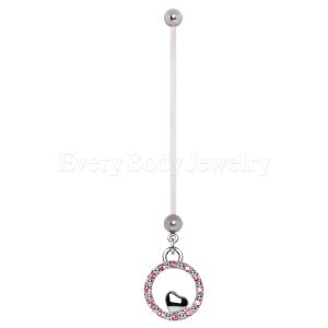 Product BioFlex Pregnancy Navel Ring with Gemmed Heart and Bubble Dangle
