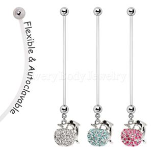 Product BioFlex Pregnancy Navel Ring with Gemmed Apple Dolphin Dangle
