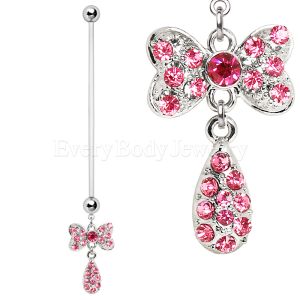 Product BioFlex Pregnancy Navel Ring with Bow Tie and Water Drop Dangle