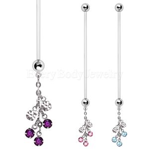 Product BioFlex Pregnancy Navel Ring with CZ Vine Dangle