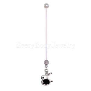 Product PTFE Jeweled Bunny Dangle Pregnancy Navel Ring