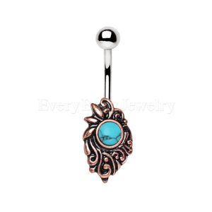 Product Copper Plated Medieval Style Navel Ring with Turquoise