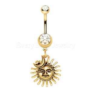 Product Gold Plated Sun Moon Star Dangle Navel Ring