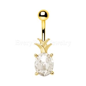 Product Gold Plated Jeweled Pineapple Navel Ring