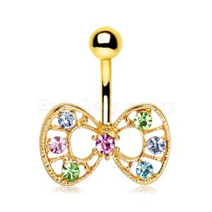Product Gold Plated Fancy Multi-Jeweled Bow Navel Ring