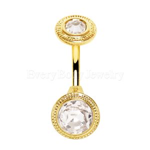 Product Gold Plated Jeweled Discs Navel Ring