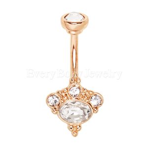 Product Rose Gold Plated Jeweled Victorian Design Navel Ring
