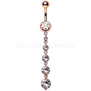 Product Rose Gold Plated Cascading CZ Dangle Navel Ring