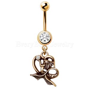 Product Gold Plated Mermaid Heart Dangle Navel Ring